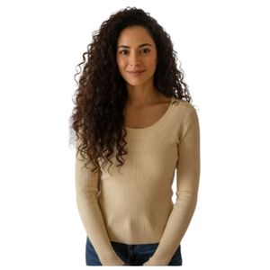 Moda International Sweater –  Pretty Pale Yellow, Size Small